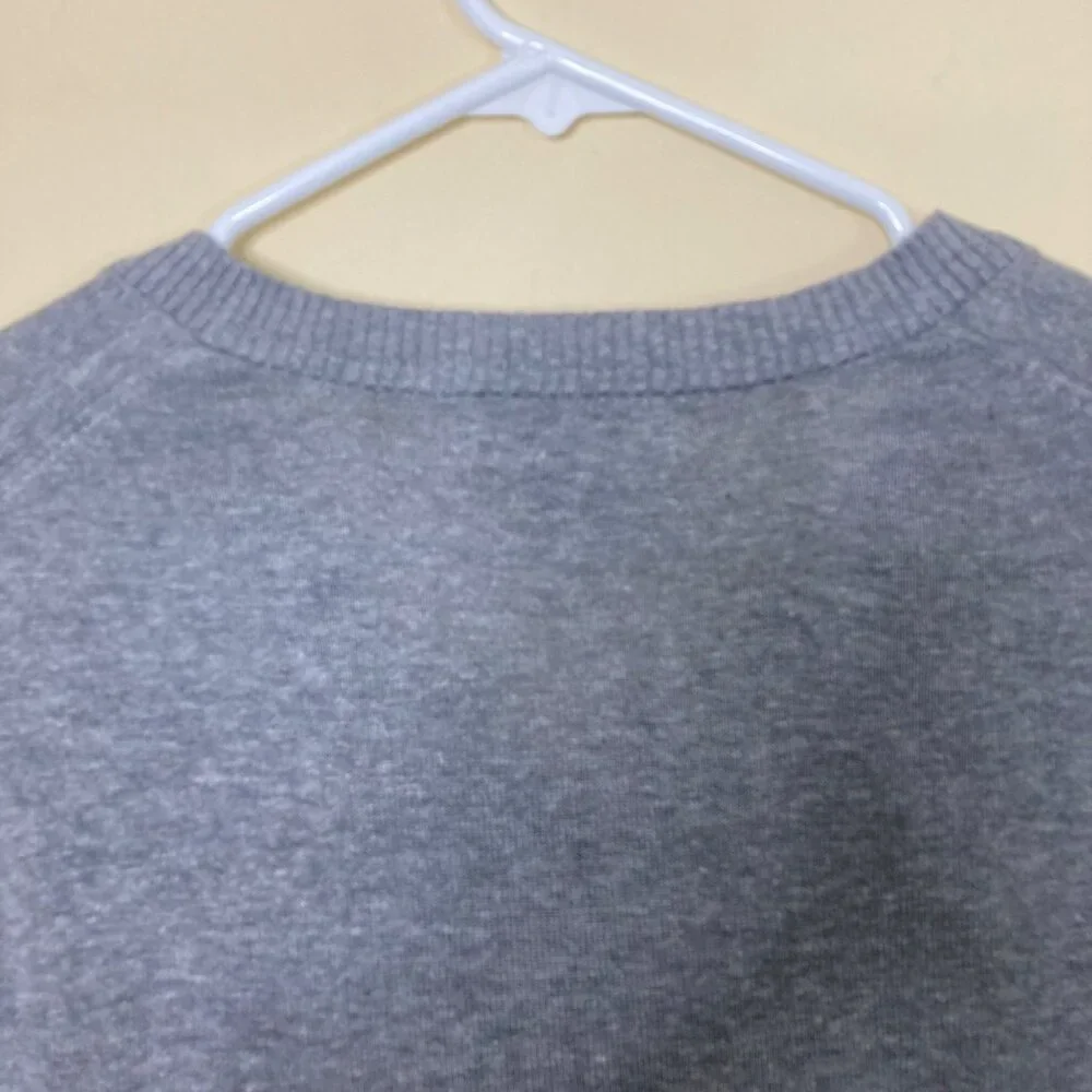 Banana Republic Sweater Mens Medium Silk Linen Gray Long Sleeve V-Neck Preppy